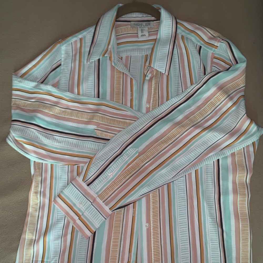 Rachel Zoe, button blouse with vibrant patterns!!
